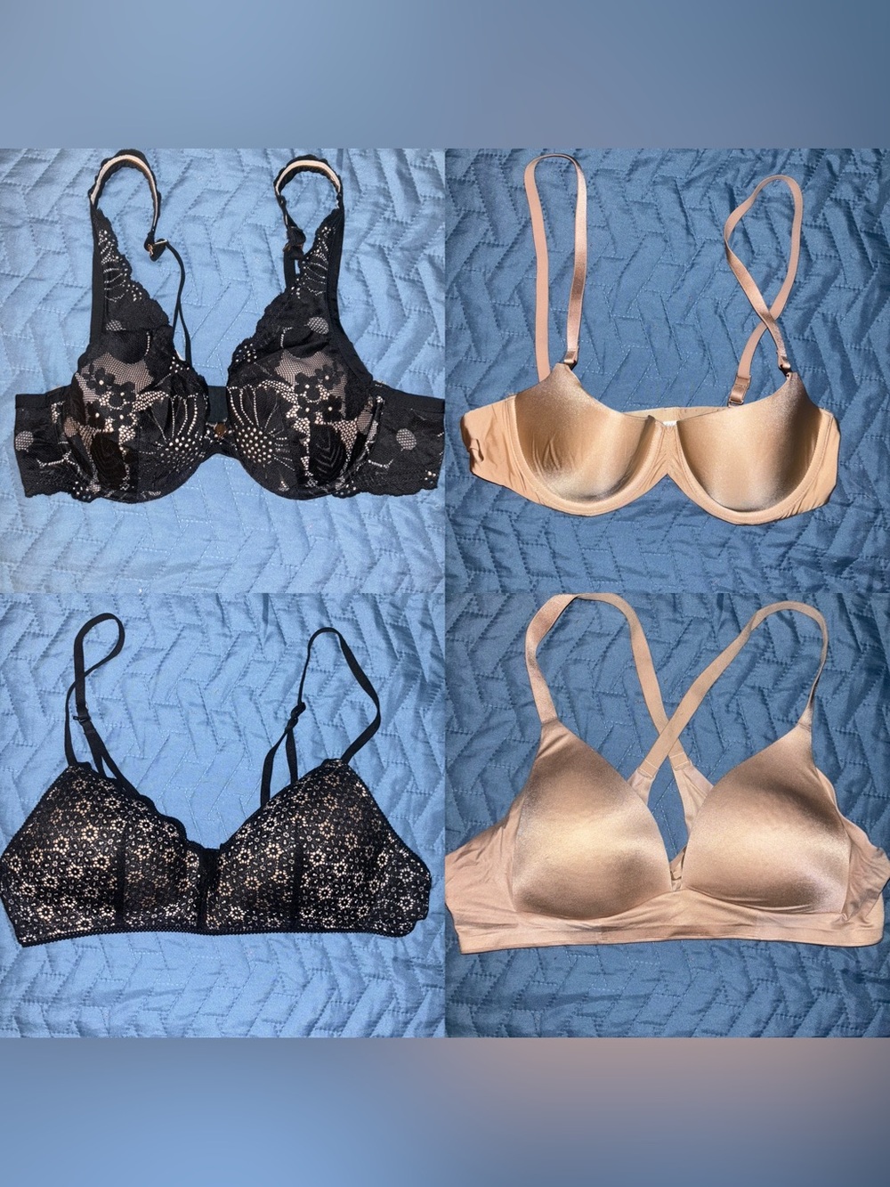 Lot of 4 Aerie 36A Black Lace & Nude Bras - Women Intimates